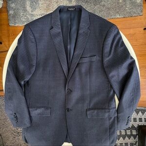 John Varvatos Men’s Multi Navy Checkered 100% Wool Blazer Jacket 44R